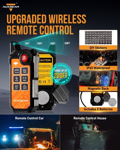AUXBEAM AS-600 Backup 6 Slim Gang Switch Panel Wireless Remote Controller+Labels - Picture 3 of 12