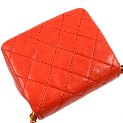 Chanel Red Lambskin Classic Flap Micro Bag Pouch KK90857 | eBay