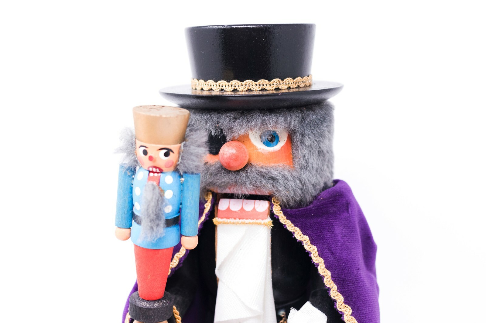 Zuber Nutcracker West Germany Christmas Articulate w/ Cape Clock Sack