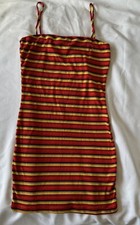 Windsor Red, Yellow Blue Stripes Slim Fit Bodycon Dress Size Medium