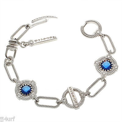 Rebecca Jewelry, 2.82CTW Hydro Blue Sapphire Rope Bracelet, 925 Sterling Silver