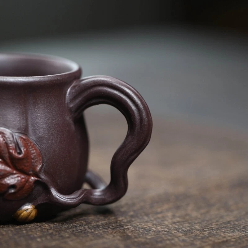Taza de té creativa real Yixing Zisha con mango 120 ml taza hecha a mano diseño calabaza Foto 4 de 4