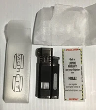 Moretti Churchill Quad Flame Lighter W/Punch, BL/Gun Metal, Lifetime Warranty 