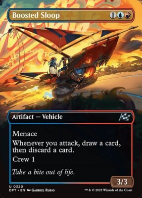 NM Borderless Boosted Sloop, MTG, Aetherdrift, Magic the Gathering, 320