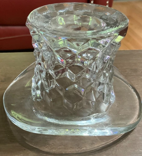 small vintage fostoria american glass crystal top hat toothpick/matchstick holde