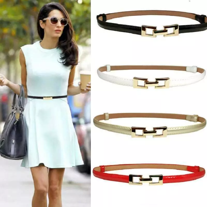 Women's Belt Waist Waistband Ladies Skinny Buckle Stretchable Thin Dress  Belt UK