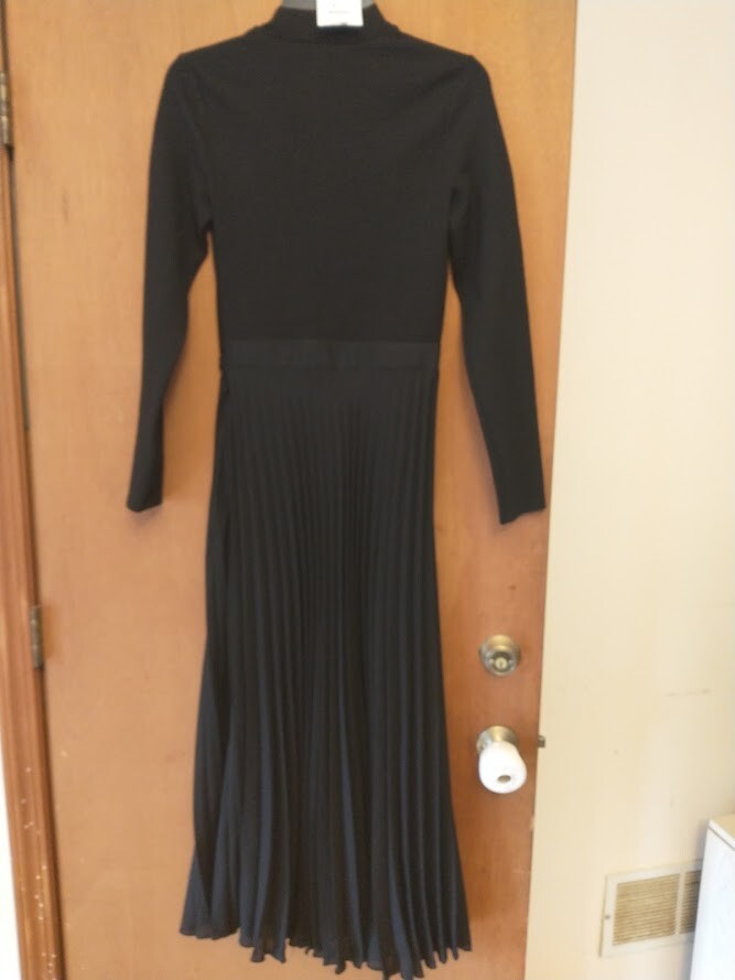zara black pleated maxi dress ZW COLLECTION PLEATED MIDI DRESS - Black