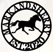 Customized Metal Equestrian Horse Farmhouse Ranch Name Address Sign Decorative