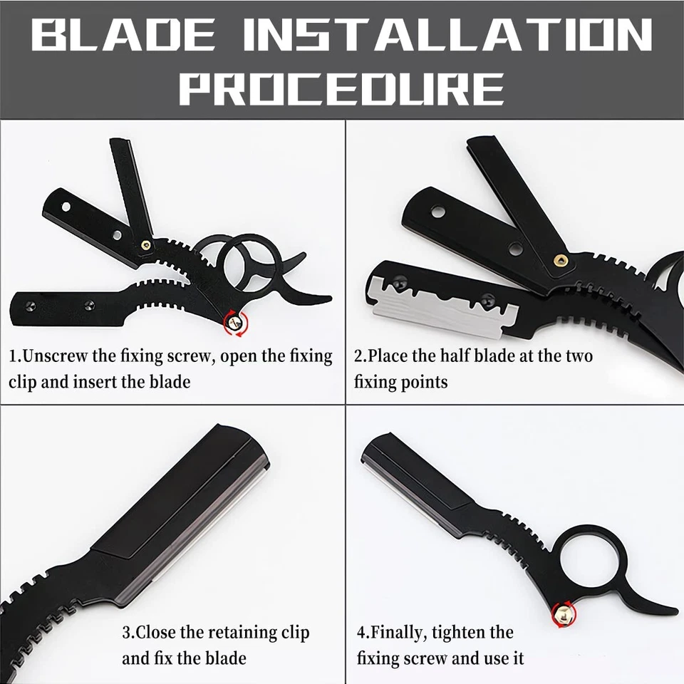 STRAIGHT EDGE BARBER RAZOR - HAIRCUT, BEARD, EYEBROW SHAVING TOOL - MANUAL - Image 3 of 4