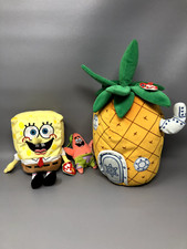 Ty Beanie Baby SpongeBob Patrick  Pineapple house Plush Lot With Tags