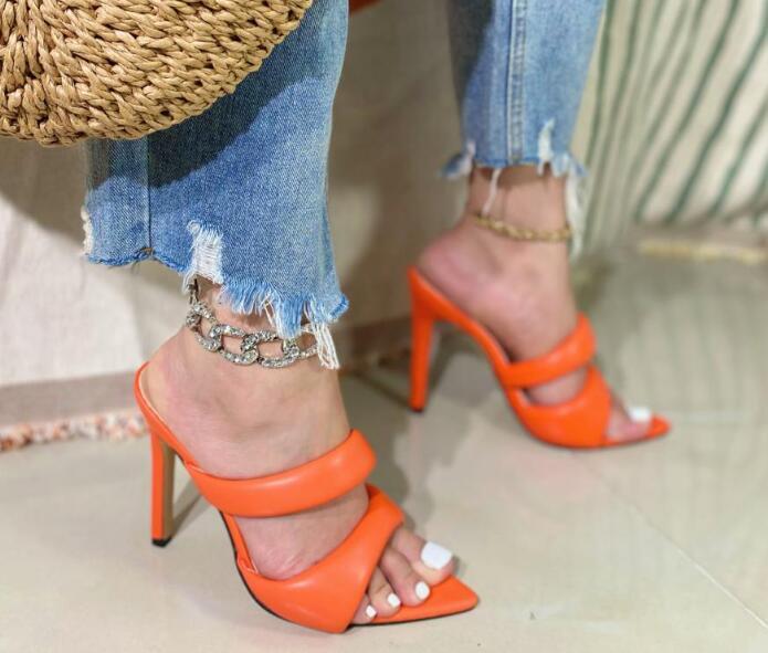 PANTOFOLA D’ORO Pantofole da donna nuove alla moda estive punta aperta colore abbinate sexy festa tacchi alti