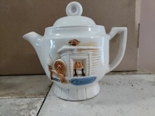 Porcelier Vintage Vitreous China Ceramic Teapot Made in USA 3D Raised Pattern.
