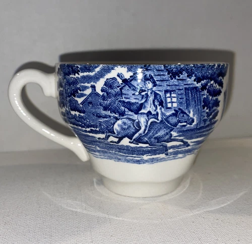 Vintage LIBERTY BLUE Transferware Staffordshire Ironstone PAUL REVERE COFFEE CUP