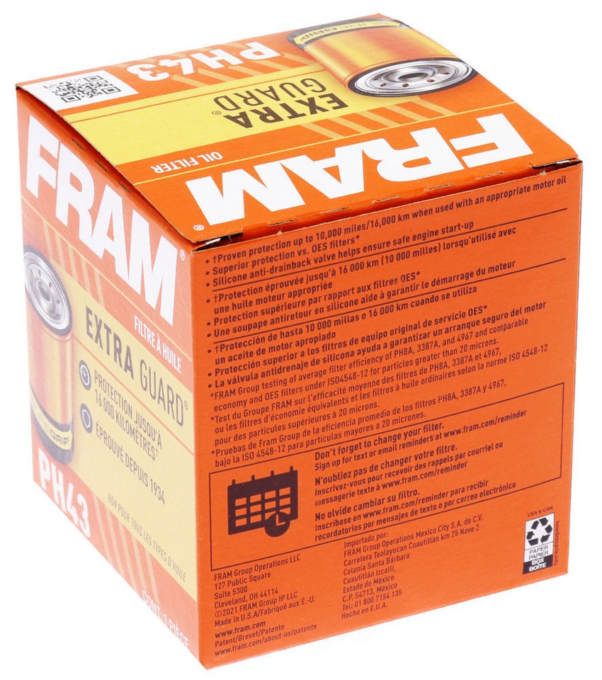 NEW OEM Engine Oil Filter-Extra Guard Fram PH43