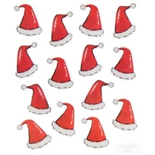 2 Sheets Xmas Glitter Santa Hat Stickers Papercraft Planner Supply Winter Crafts