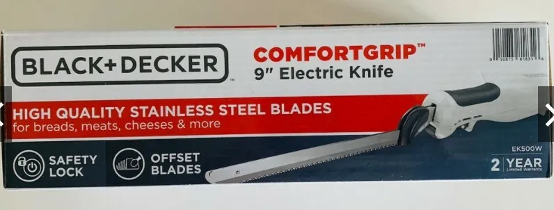 BLACK+DECKER Comfort Grip EK500W-T 9” Electric Knife - White 50875818316