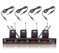 Wireless Guitar System UHF 4 Transmitter Receiver Set for 4 Electric Guitar Bass