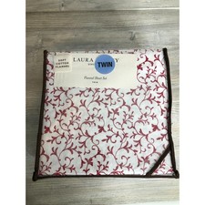LAURA ASHLEY Twin Flannel Bed Sheet Set 3pc 100 Cotton New