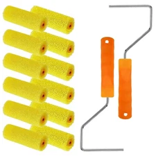12 Pcs Textured Paint Roller Covers with 2 Frames Set 4 inch Foam Drywall