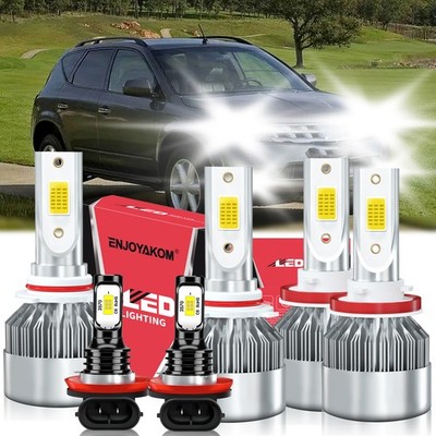 For Nissan Murano 2009-2014 LED Headlight Bulbs Hi/Low + Fog Light Kit 6000K