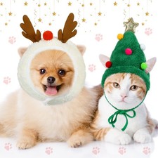 Xuniea Green Christmas Santa Dog Hat Antler Costume S,
