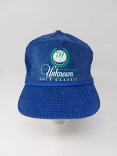 Vtg 1989 Unkown Golf Classic Lewis River Corduroy Roped Strap Back Trucker Hat