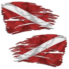 Dive Flag Tattered Decal Set Scuba Diving Boat Distressed Sticker