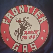 8" Round Metal Sign Man Cave Wall Art Garage Bar Gas Station Oil Frontier Gas