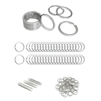 50-Pack of 1-Inch Flat Key Rings - Rust-Resistant Silvery Finish