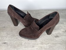 TOD'S-Brown Suede Penny Loafer Pumps/Heels-Women s Size 36.5-New w/o Box