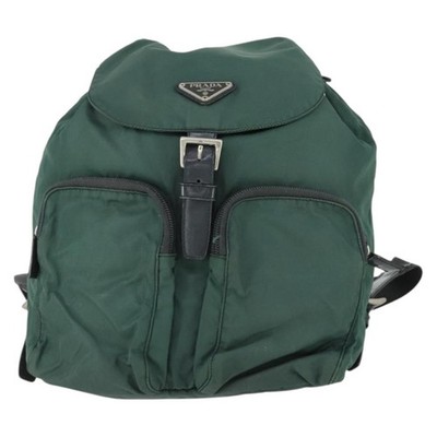 Prada Double Front Pocket Rucksack Tessuto Grün Nylon Backpack