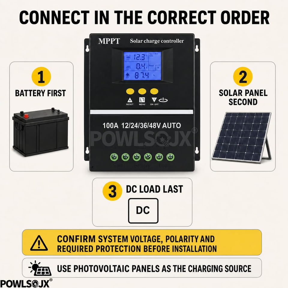 POWLSOJX 100A MPPT Solar Charge Controller 12V/24V/36V/48V LCD Dual USB ...