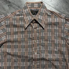 Vintage Penney’s Towncraft Penn-Prest Orange Plaid Long Sleeve Button Up Shirt