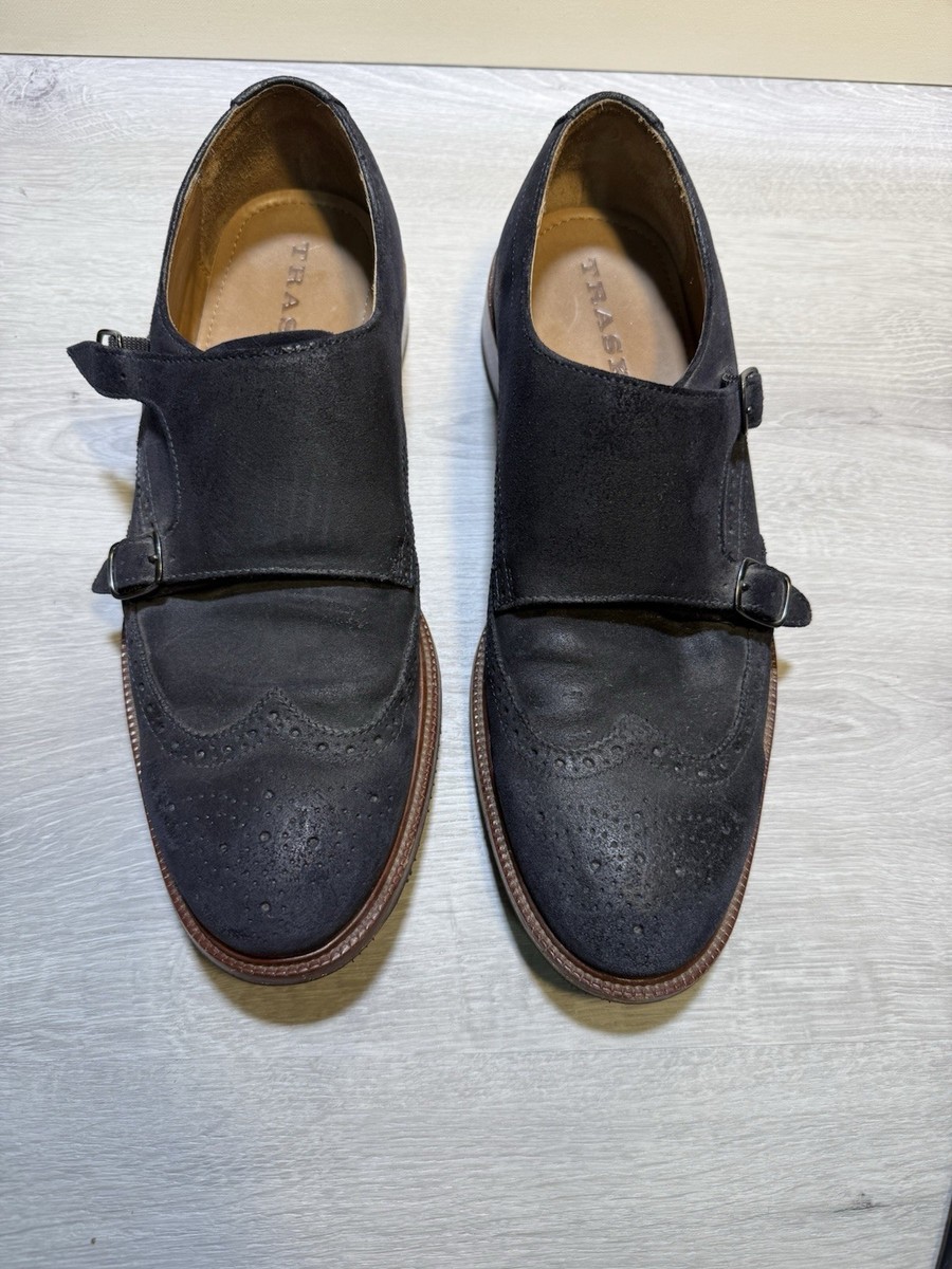 Trask Dress Shoes Mens Size 10M Navy Blue Suede Double Monk  display picture 1