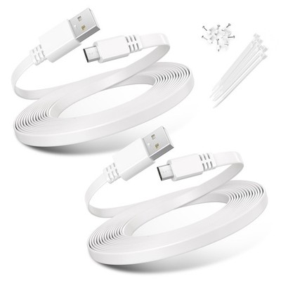 BASESAILOR Micro-USB-Stromkabel 6 m/2er-Pack, flach 20 Fuß/6 m, weiß 