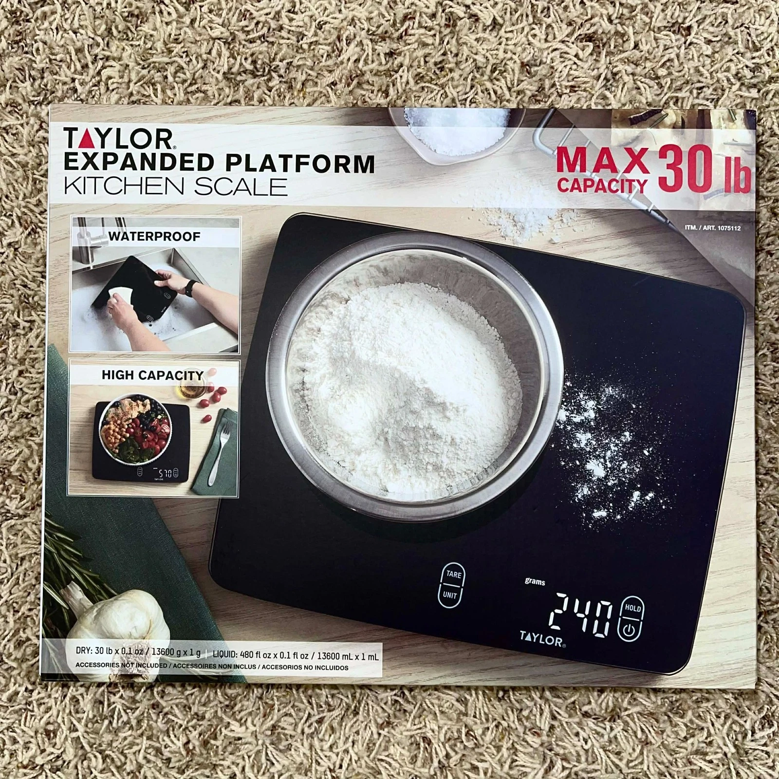 Taylor Expanded Platform Waterproof Digital Kitchen Scale (New in Box)