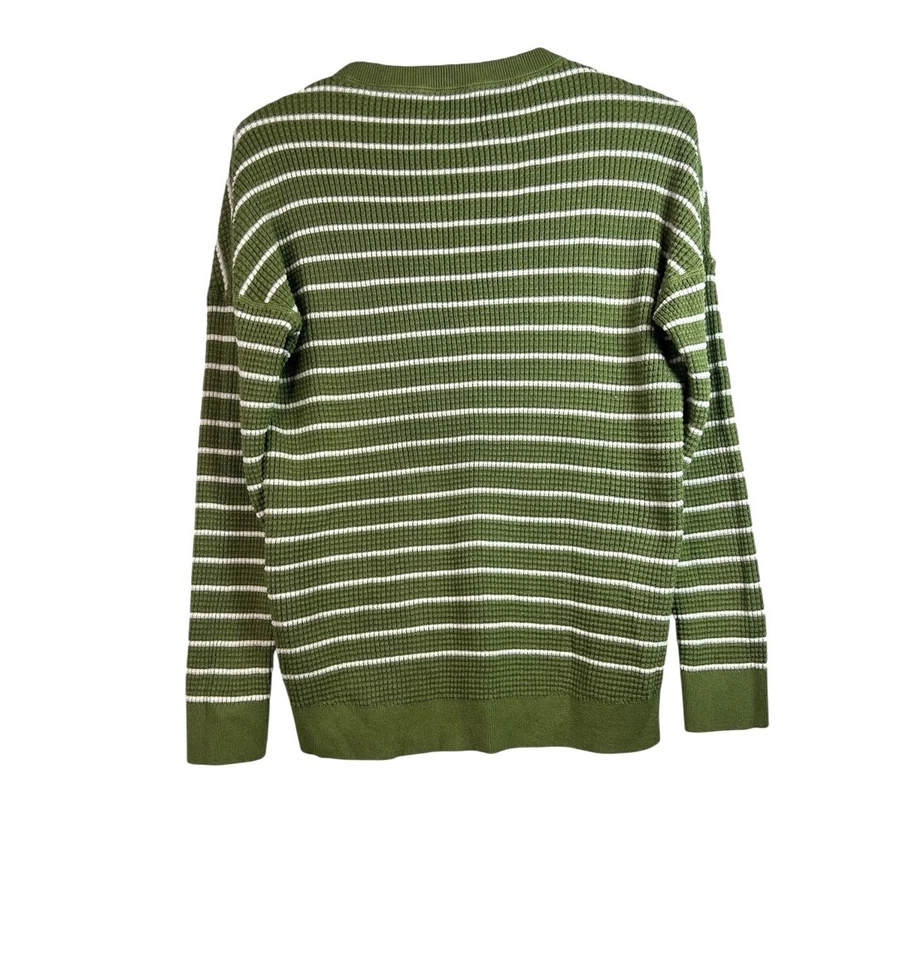 Camisa térmica de manga larga tejida gofre a rayas verdes REI para mujer talla S Foto 2 de 4