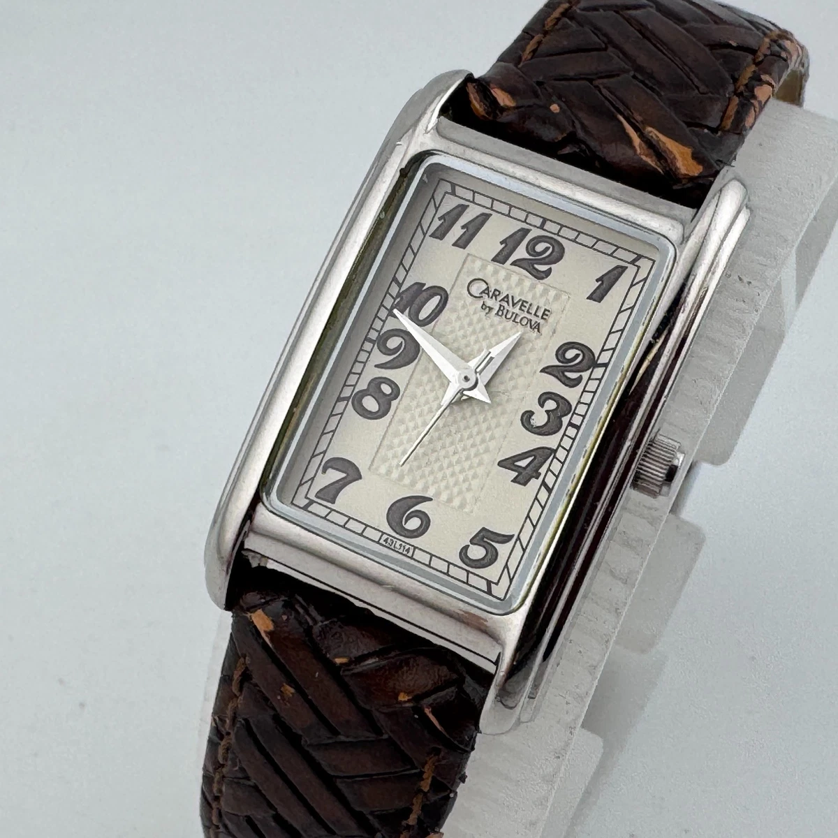 Caravelle New York Stainless Steel Case Leather Wristwatches 