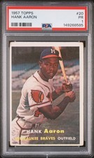 Hank Aaron 1957 Topps PSA 1 #20 Milwaukee Braves