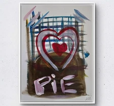 Pie Love ~ Kitchen Home Decor Original Acrylic Painting 9X12 Paper Colorful
