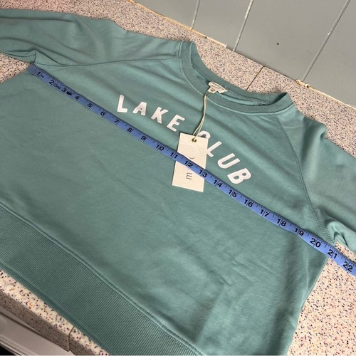NWT Marea Lake Club Crewneck Cropped Sweatshirt Pullover Green Women’s XS - Picture 6 of 8