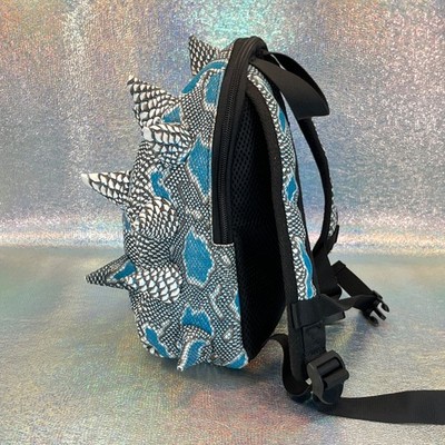 edgy mini backpack Madpax Mini Spiked Backpack Blue Grey Edgy Python Spiked Reptile Punk