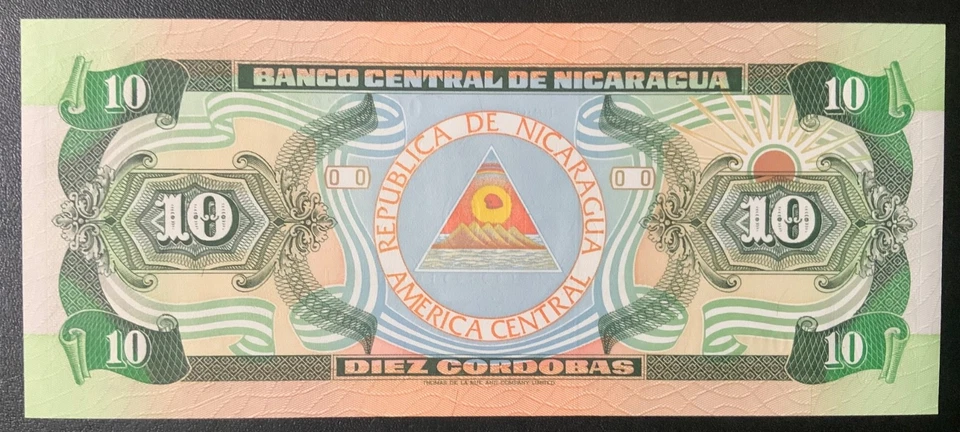 Papel moneda Nicaragua 1990 - ¡Billete de 10 Córdobas sin circular! Foto 2 de 2