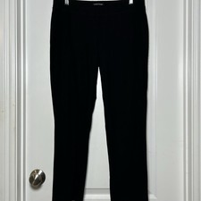 Eileen Fisher Black Stretch Ponte Pull On Straight Leg Pants Quiet Luxury Style