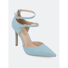 Women's Journee Collection Lilyann Double Strap Buckle Stiletto Heels - Blue 8.5
