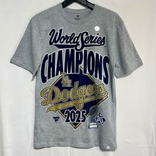 LA Dodgers 2025 World Series Champions Shirt Mens Small Gray Fanatics MLB Trophy