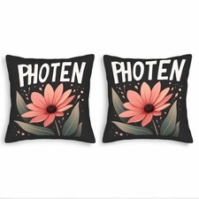 Set of 2 Decorative Throw Pillow Covers 18x18in - Colorful Pink Flower Design