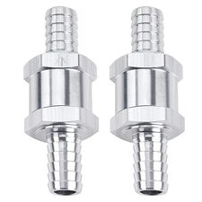 2 Packs 1/2" 12mm Aluminium Alloy Non Return One Way Fuel Line Check Valve Sl...