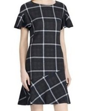 Lauren by Ralph Lauren Women's 16 Plaid Fit & Flare Flutter-Sleeve Dress New 