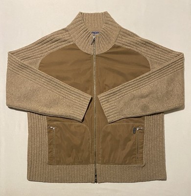 Vintage Faconnable Full Zip Men Sweater Jacket Lambswool Ribbed Sz XL Hong Kong